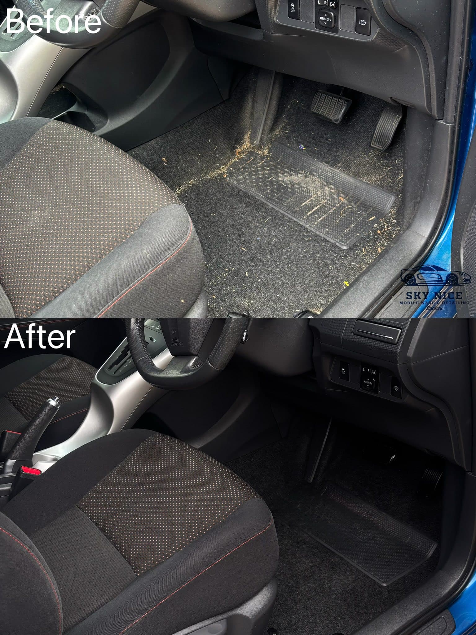 Red car interior after cleaning - pristine condition