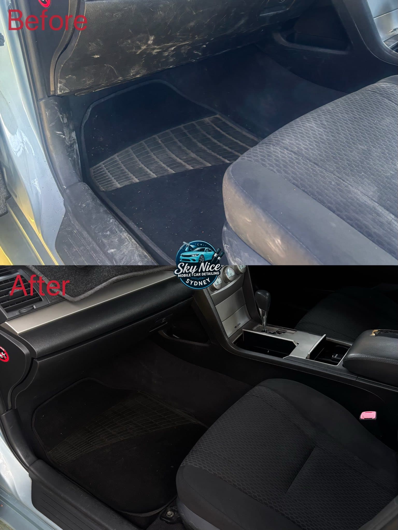 Car interior before cleaning - dirty upholstery